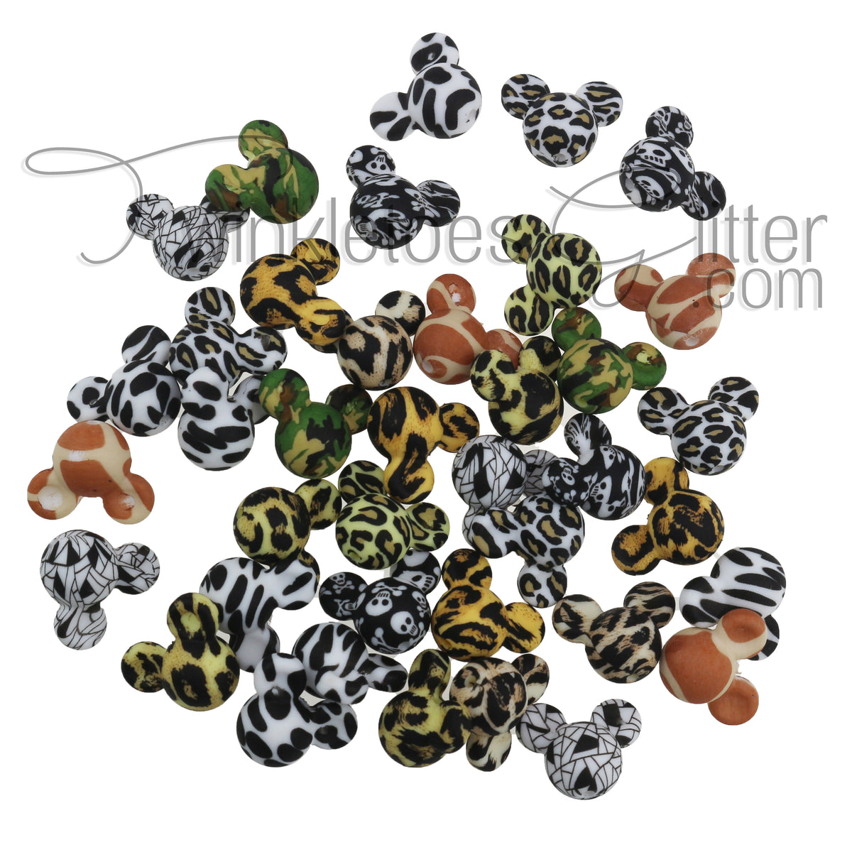 Silicone Beads ~ 14*24mm Printed Mickey ~ 10 Patterns – Twinkletoes Glitter  and More