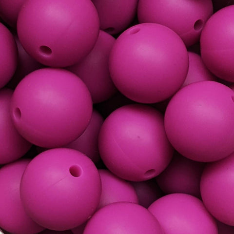 15mm Round Silicone Beads ~ Fuchsia