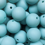 15mm Round Silicone Beads ~ Celeste Blue