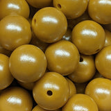 15mm Round Opal Silicone Beads ~ Mustard