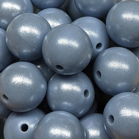 15mm Round Opal Silicone Beads ~ Heather Grey