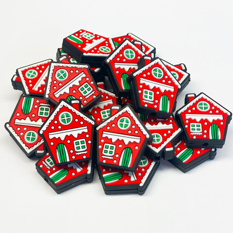 Christmas House Silicone Focal Bead