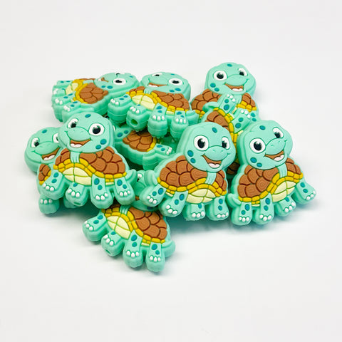 Colorful Turtles Silicone Focal Bead