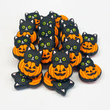 Black Cat in Pumpkin Silicone Focal Bead