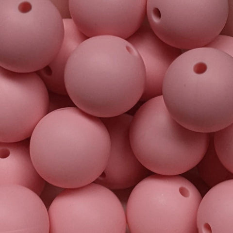 15mm Round Silicone Beads ~ Cameo Pink