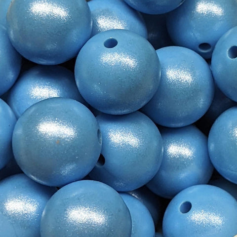 15mm Round Opal Silicone Beads ~ China Blue