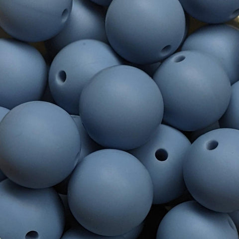 15mm Round Silicone Beads ~ Heather Grey