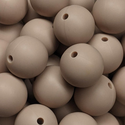 15mm Round Silicone Beads ~ Tan