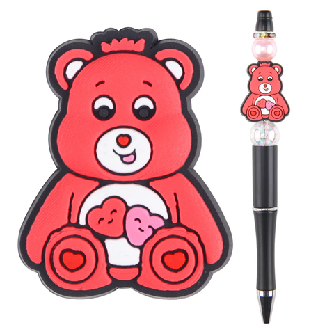 Colorful Bears Focal Bead ~ Coral Red