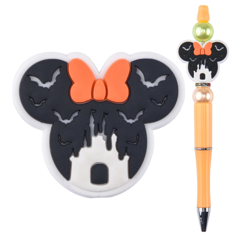 Mouse Ears w/Castle, Bats and Orange Bow Focal Bead