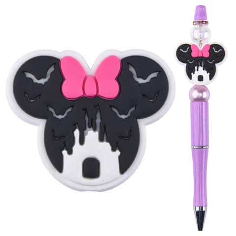 Mouse Ears w/Castle, Bats and Pink Bow Focal Bead