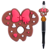 Mouse Cookie w/Bite (Red Bow & Hearts) Focal Bead