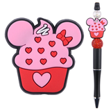 Mouse Cupcake w/Hearts & Bow Focal Bead