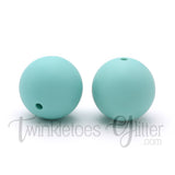 15mm Round Silicone Beads ~ Celeste Blue