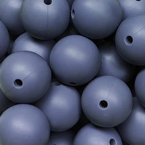 15mm Round Silicone Beads ~ Dark Grey