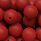 15mm Round Silicone Beads ~ Christmas Red