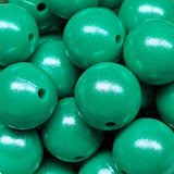 15mm Round Opal Silicone Beads ~ Kelly Green