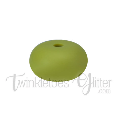 15mm Rondelle (Abacus) Silicone Beads ~ Light Olive