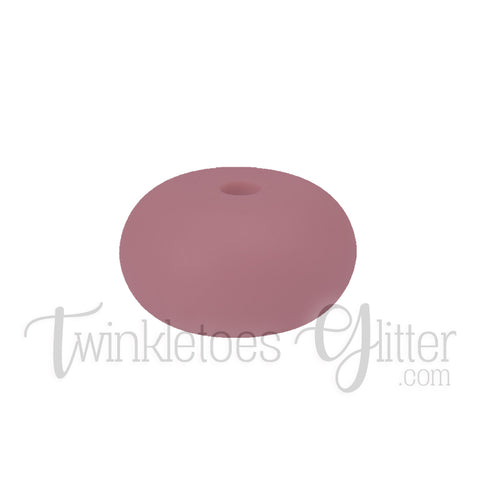 15mm Rondelle (Abacus) Silicone Beads ~ Dusty Rose