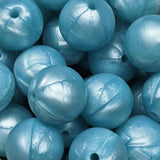 15mm Round Silicone Beads ~ Pearl Baby Blue