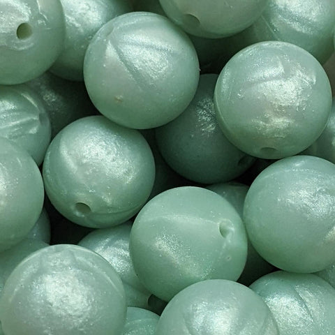 15mm Round Silicone Beads ~ Magic Mint