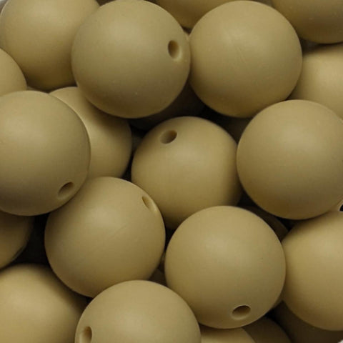 15mm Round Silicone Beads ~ Shortbread