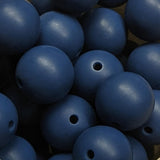 15mm Round Silicone Beads ~ Denim Blue