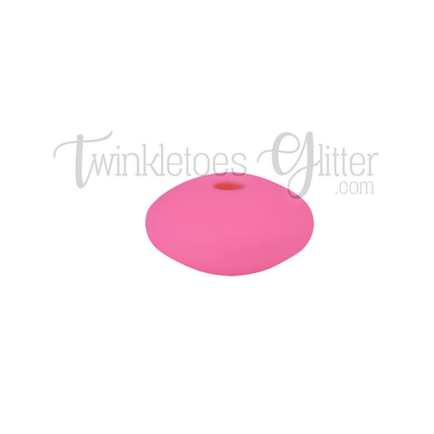 12mm Lentil Silicone Spacer Beads ~ Bubblegum Pink