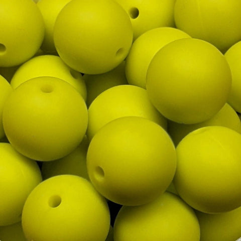 15mm Round Silicone Beads ~ Sunshine