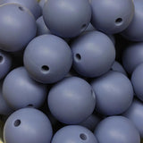 15mm Round Silicone Beads ~ Blue Grey