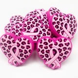 Pink Animal Print Heart w/Ribbon Silicone Focal Bead