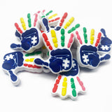 Colorful Handprint w/Puzzle Piece Silicone Focal Bead