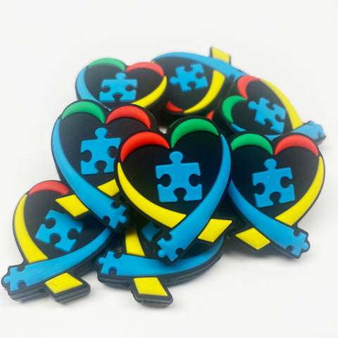 Heart w/Puzzle Piece Silicone Focal Bead