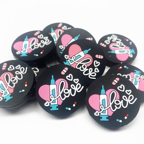 Love (Nursing) w/Heart Silicone Focal Bead