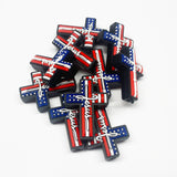 Flag Cross w/Jesus Silicone Focal Bead