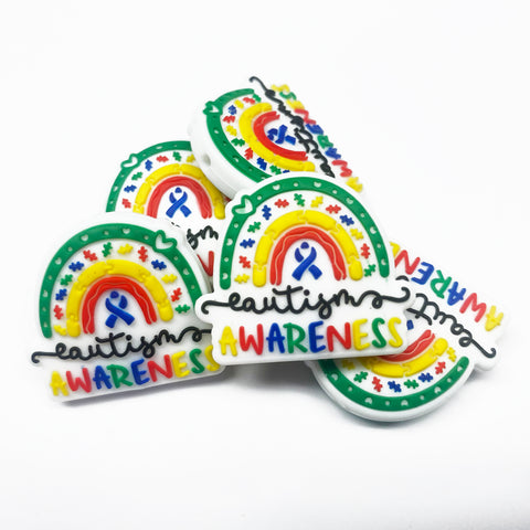 Autism Awareness Rainbow Silicone Focal Bead