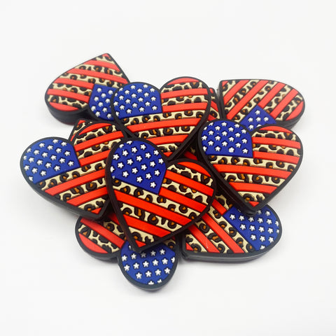 Flag Heart Silicone Focal Bead