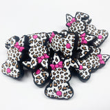 Animal Print Bunny w/Bow Silicone Focal Bead  ~ 2 Colors