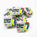 School is Fun 1 + 2 = Silicone Focal Bead