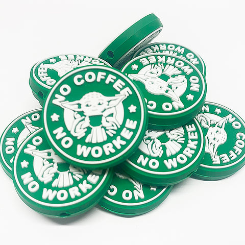 No Coffee, No Workee Green Dude Focal Bead