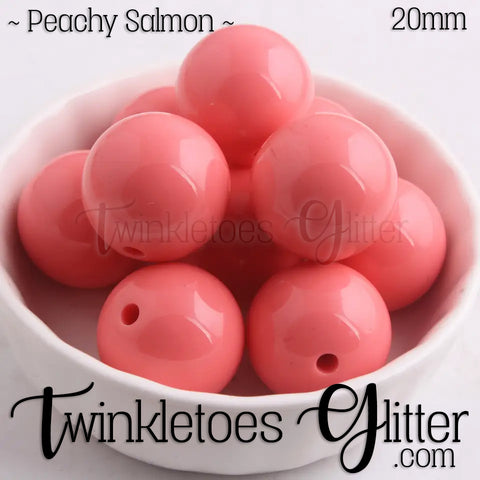 20mm Solid Acrylic Beads ~ Peachy Salmon