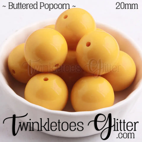 20mm Solid Acrylic Beads ~ Buttered Popcorn