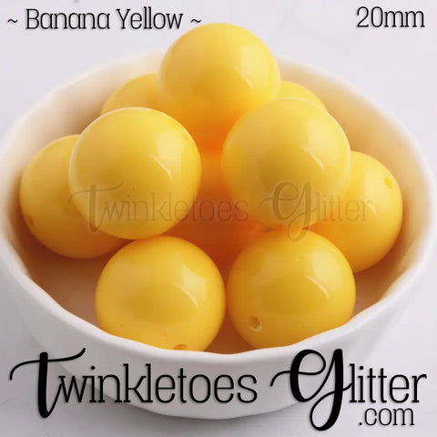 20mm Solid Acrylic Beads ~ Banana Yellow