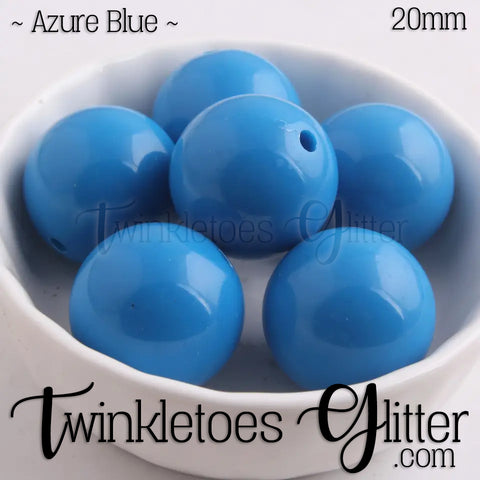 20mm Solid Acrylic Beads ~ Azure Blue