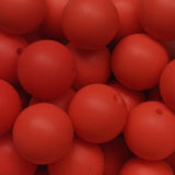 15mm Round Silicone Beads ~ Orange Red