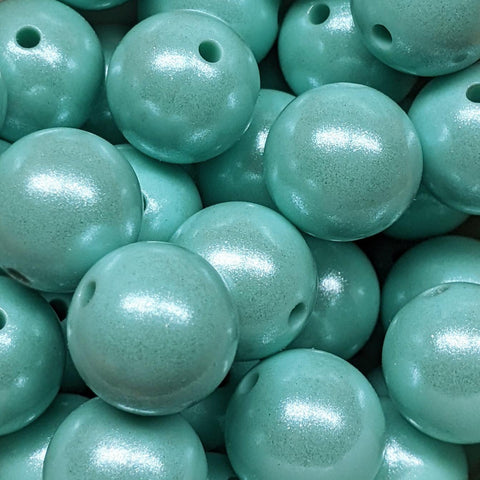 15mm Round Opal Silicone Beads ~ Seafoam