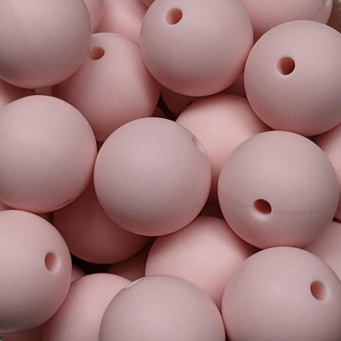 15mm Round Silicone Beads ~ Pastel Pink