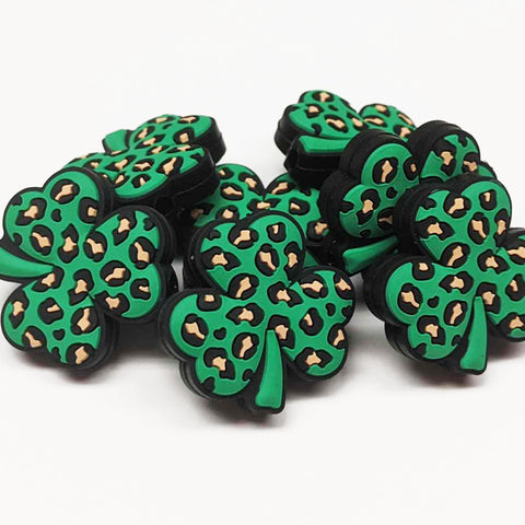 Animal Print Shamrock Silicone Focal Bead