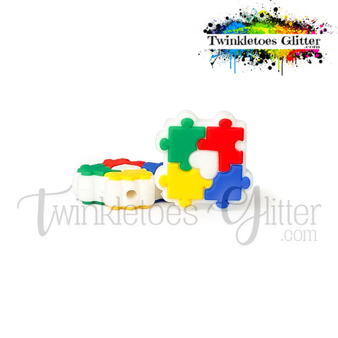 Autism Awareness Puzzle Piece Silicone Focal Bead