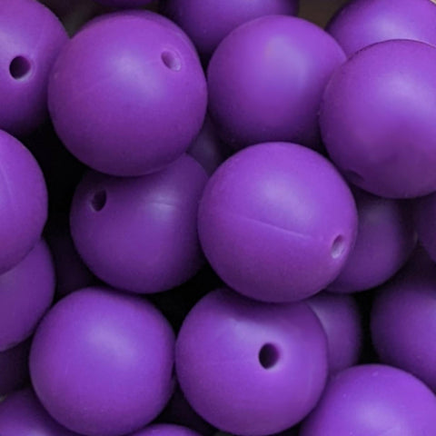 15mm Round Silicone Beads ~ Purple